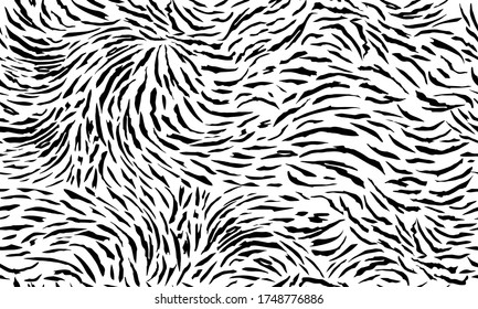 
Zebras. Striped pattern. Black and white print. Imitation of the skin. Seamless vector illustration for wallpaper, fabric, fabric, packaging.