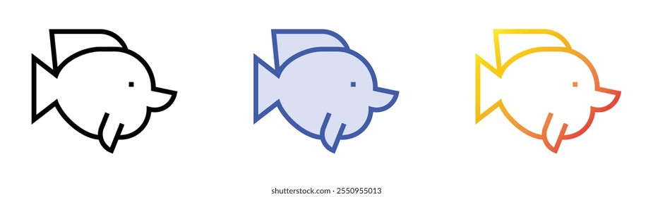 zebrasoma flavescens icon. Linear, Blue Fill and Gradient Style Design Isolated On White Background