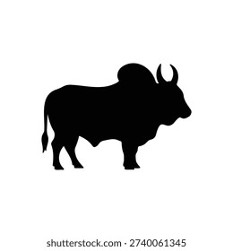 Zebu silhouette icon vector flat design.