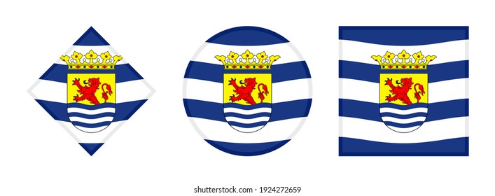 zeeland flag icon set isolated on white background