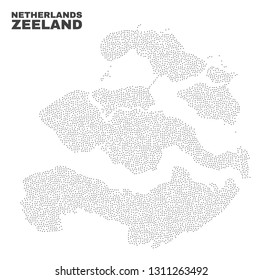Zeeland Province map designed with small points. Vector abstraction in black color is isolated on a white background. Random small dots are organized into Zeeland Province map.