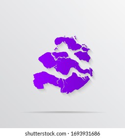 Zeeland province, Netherlands map vector, isolated on white background. Purple map template