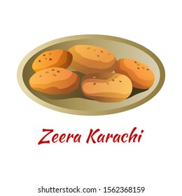 Zeera karachi is delicious and famous appetizer of Halal in colored gradient design icon,vector illustration