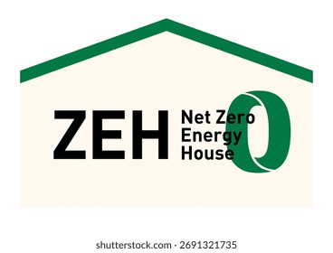 ZEH Logo Icono de Vector de Casa de Energía Neta Cero para Vivienda Sostenible