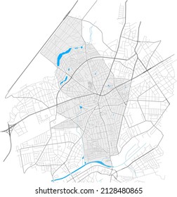 Zehlendorf, Berlin, DEUTSCHLAND, high detail vector map with city boundaries and editable paths. White outlines for main roads. Many smaller paths. Blue shapes and lines for water.