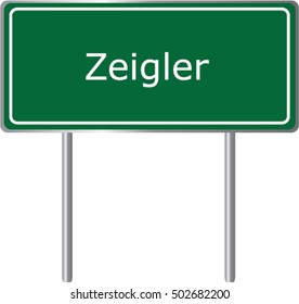 Zeigler , Illinois , road sign green vector illustration, road table, USA city