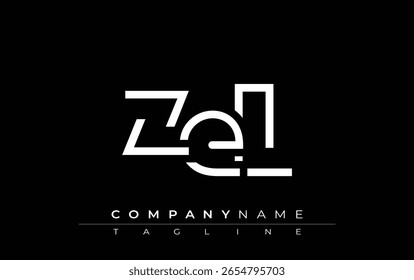 Diseño de carta abstracta ZEL. Diseño moderno del logotipo del negocio con tipografía Abstractas y estilo contemporáneo
