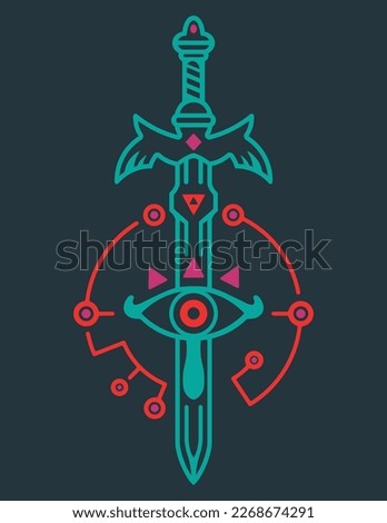 Zelda Sword and Sheikah Symbol Vector