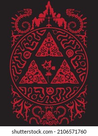 Zelda Triforce Videogames Red Black Vector 