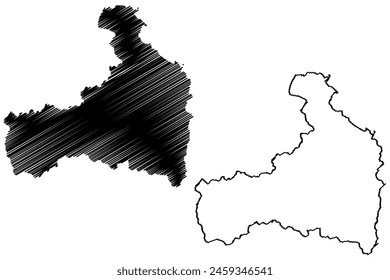 Zell am See district (Republic of Austria or Österreich, Salzburg state) mapa Ilustración vectorial, bosquejo a mano alzada Bezirk Zell am See or Pinzgau mapa