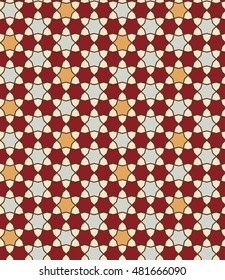 Zellige seamless pattern. Pink and Red back. Middle Eastern texture. Islamic tile.