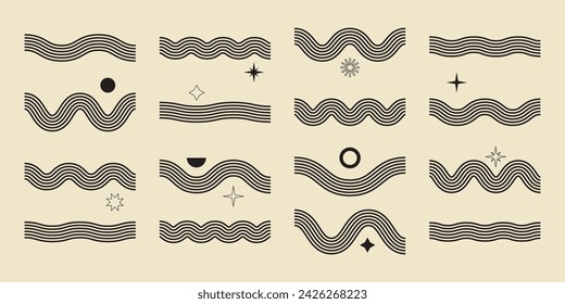 Conjunto de elementos vectoriales aislados de geometría abstracta Zen Arch. Boho balance da forma al fondo estético. Concepto de diseño plano de decoración geométrica contemporánea. Balance de salud mental.