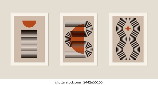 Zen Arch abstract geometry isolated vector composition. Boho balance shapes aesthetic background. Contemporary geometric decor flat design concept. Mental health balance.Wall art Poster.