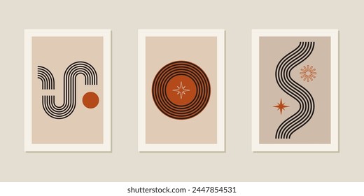 Zen Arch abstract geometry isolated vector composition. Boho balance shapes aesthetic background. Contemporary geometric decor flat design concept. Mental health balance.Wall art Poster.