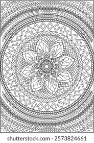 Zen art mandala coloring page for adult