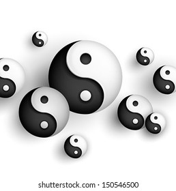 zen background with yin and yang symbols - vector