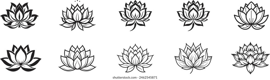 Zen Blossoms Lotus Flower Vector Collection