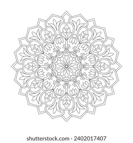 Zen blossoms mandala coloring book page for kdp book interior. Peaceful Petals, Ability to Relax, Brain Experiences, Harmonious Haven, Peaceful Portraits, Blossoming Beauty mandala design.