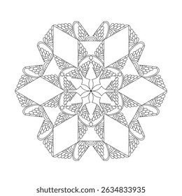 Zen Blossoms Mandala template Coloring Book Page. Easy Mandala Coloring Book Pages for Adults to Relax, Experiences Give Relief. Resizeable Vector File