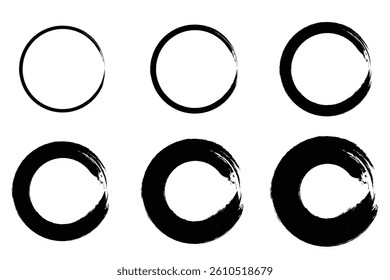 Zen Brush Circle Ink Stroke Set