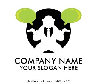 zen business man chat admin group logo icon vector