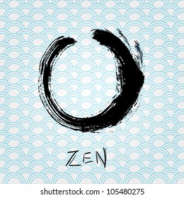 Zen calligraphy brushstroke circle. Oriental character.