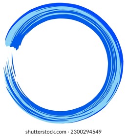 Zen Circle Art Blue Color Painting Brush Stroke
