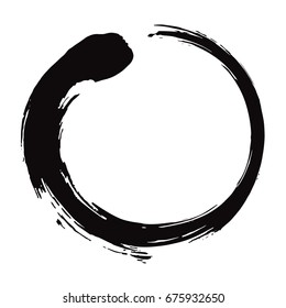  Zen Circle Brush Black Ink Vector Illustration 