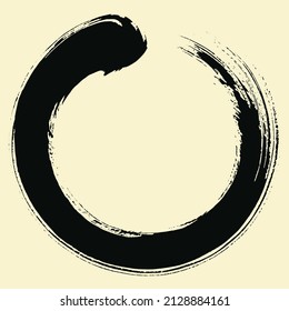 Zen Circle Enso Japanese Art Brush Painting Vector Design