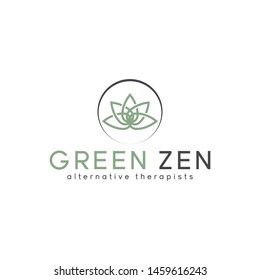 Zen circle and lotus icon design vector template. Logo for Spa, massage, beauty salon, yoga, therapists.