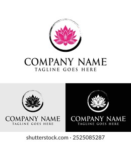 Zen Circle Lotus Logo Template for Holistic and Spa Branding