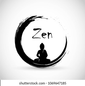 Zen circle with meditation Buddha vector