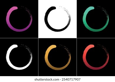 Zen circle symbol design in various colors