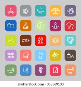 Zen concept line flat icons, stock vector