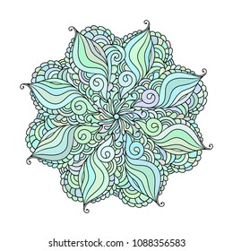 Zen doodle art vector mandala illustration with indian, asian and arabic motives. Adult coloring book style yoga and wellness boho decoration.