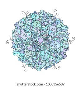 Zen doodle art vector mandala illustration with indian, asian and arabic motives. Adult coloring book style yoga and wellness boho decoration.