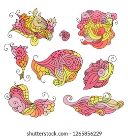 Zen doodle art vector ornaments illustration with indian, asian and arabic motives. Adult coloring book style yoga and wellness boho decoration.