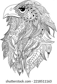 imagen de color de águila de doodle zen para adultos