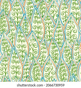 Zen Doodle Leaves Seamless Pattern Design Stock Vector (Royalty Free ...