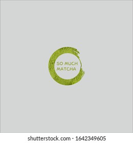 Zen enso circle made from matcha tea. Original vector logo design. Matcha tea powder circle. Unique enso design