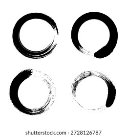 Zen Enso Circle Set, Pincelada de caligrafía japonesa dibujada a mano para meditación y atención plena
