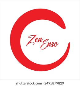 Zen enso red japanese circle calligraphy vector,  hand drawn open buddhism circle simple