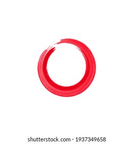 Zen Enso Symbol. Logo, Emblem Design. Watercolor Red Enso Zen Circle. Brush Drawn Buddhist Sign. Enso Vector Symbol. Fine Art Element. Stroke Ink Painted Round Shape. Original Freestyle Ring.