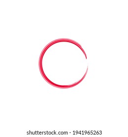 Zen Enso Symbol. Logo, Emblem Design. Watercolor Red Enso Zen Circle. Brush Drawn Buddhist Sign. Enso Vector Symbol. Fine Art Element. Stroke Ink Painted Round Shape. Original Freestyle Ring.