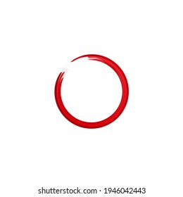 Zen Enso Symbol. Logo, Emblem Design. Watercolor Red Enso Zen Circle. Brush Drawn Buddhist Sign. Enso Vector Symbol. Fine Art Element. Stroke Ink Painted Round Shape. Original Freestyle Ring.