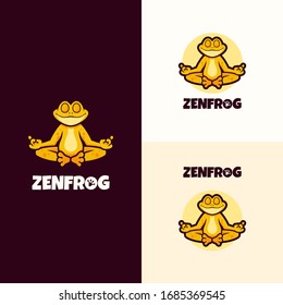 Zen Frog Cartoon Mascot Logo