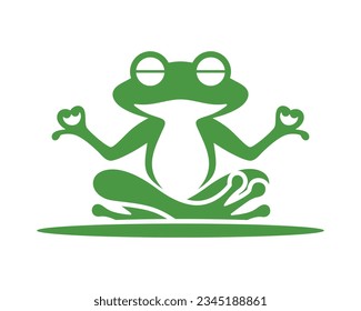 Zen Frog Character Mascot yoga logo vector, Yoga, meditation logo, zen symbol, yoga studio icon concept. Meditating frog logo Vector