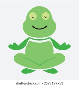 Zen Frog Character Mascot yoga logo vector, Yoga, meditation logo,yoga studio icon concept. Meditating frog logo Vector and Frog graphic icon