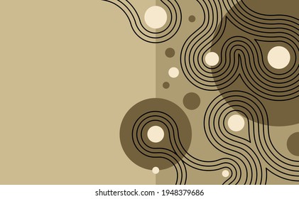 Zen garden japanese decoration. Abstract background with copy space - circles of stones and wavy spirals