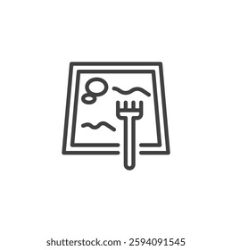 Zen Garden line icon. linear style sign for mobile concept and web design. A sand garden with tea tools outline vector icon. Symbol, logo illustration. Vector graphics